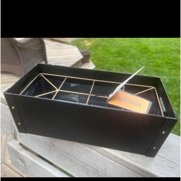 HEARTH & HAND With Magnolia Rectangular Metal Vase Black & Gold BRAND NEW - Picture 2 of 10